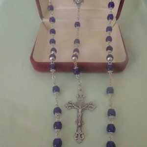 Blue & Silver Rosary Beads